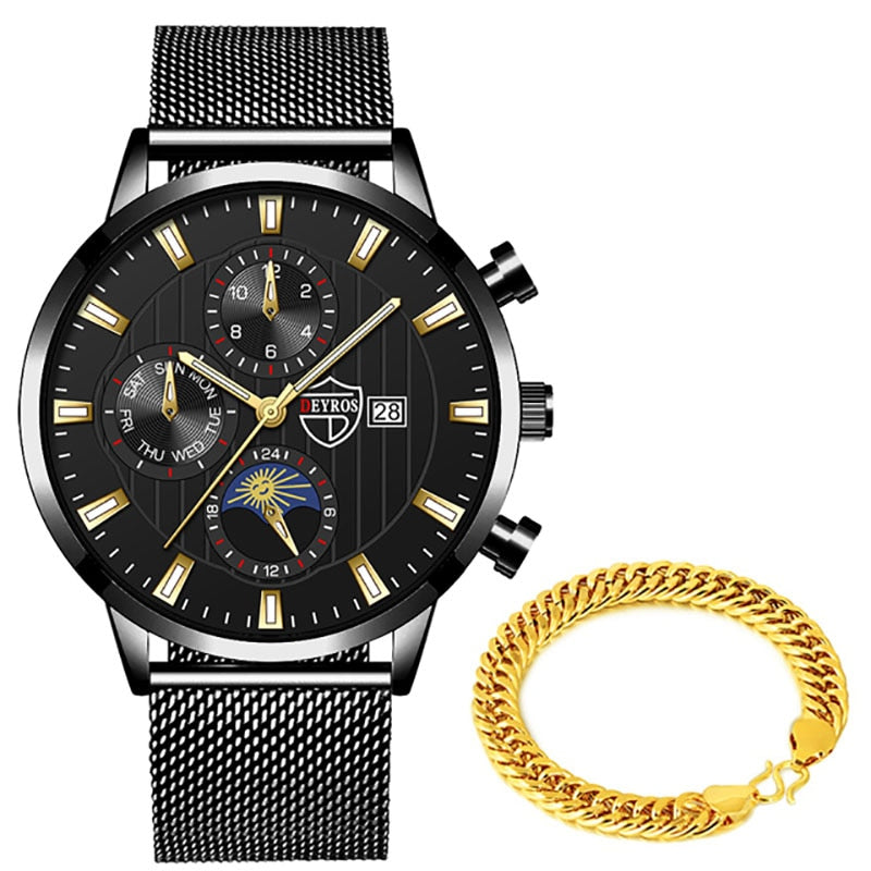 uhren herren Luxus Neue Herren Business Uhren Edelstahl Mesh Gürtel Quarz Armbanduhr Männer Sport Armband Casual Leucht Uhr Uhr